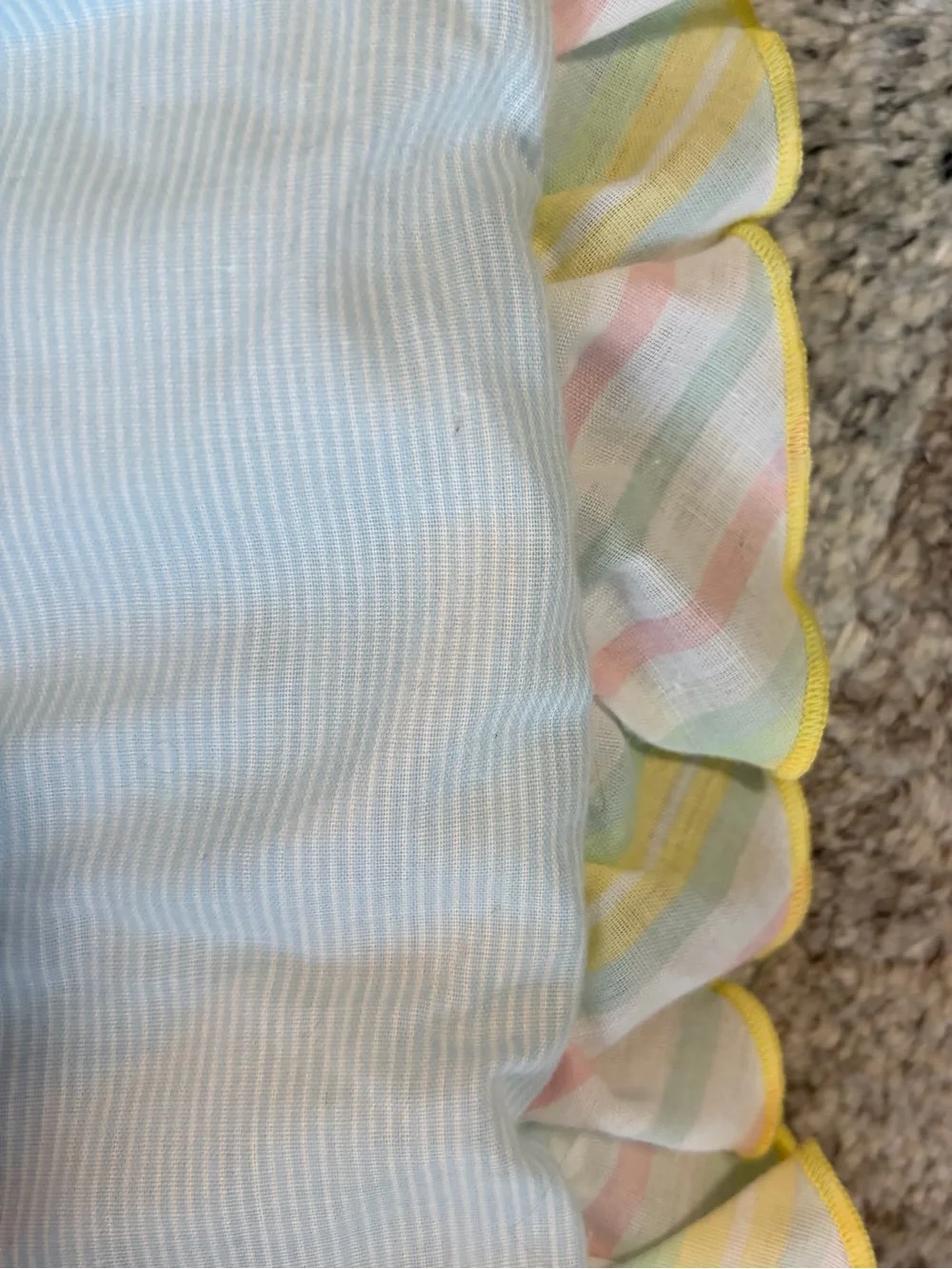 Vtg 80s 90s Baby Blanket Quilt Teddy Bear Bunny Slippers Pastel Ruffle 32x40